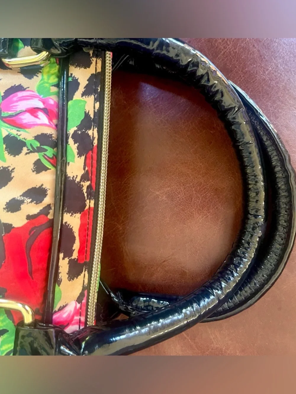 Betsey Johnson Vibrant Floral Red Roses & Leopard Print Laptop & Satchel Bag